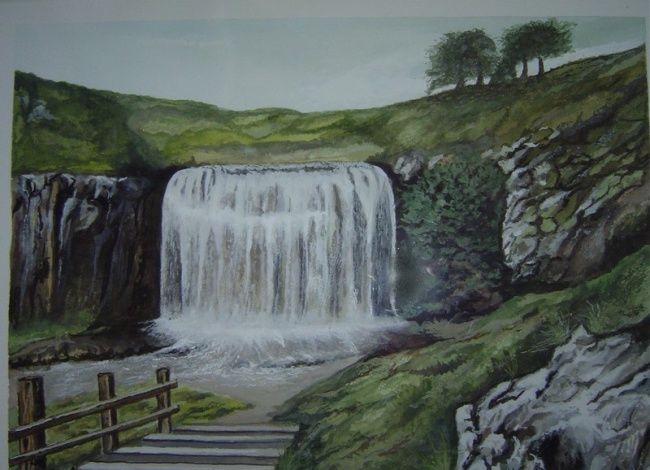 Painting titled "La cascade" by Paul Lamouche, Original Artwork