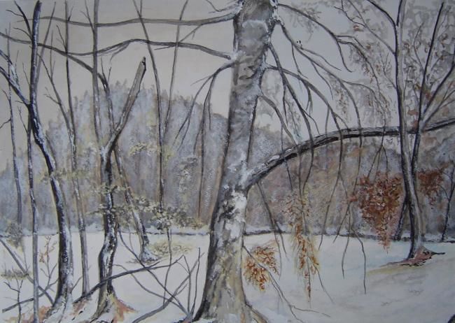 Malerei mit dem Titel "paysage de neige" von Paul Lamouche, Original-Kunstwerk