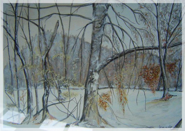 Peinture intitulée "Paysage de Neige" par Paul Lamouche, Œuvre d'art originale,