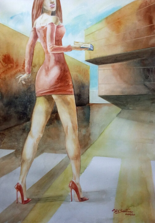 Peinture intitulée "A Passagem" par Paulo Di Santoro, Œuvre d'art originale, Aquarelle