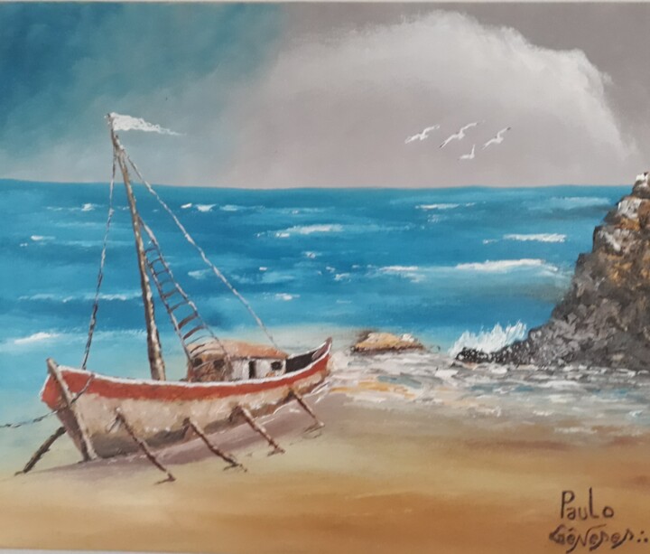 Painting titled "MAR" by Paulo Gêneses, Original Artwork, Oil