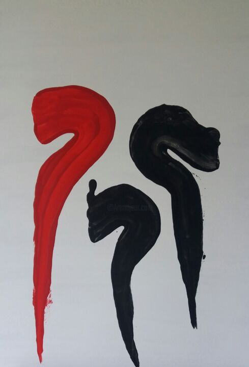 Peinture intitulée "Black, White & Red" par Paulo Gonzalez, Œuvre d'art originale, Acrylique