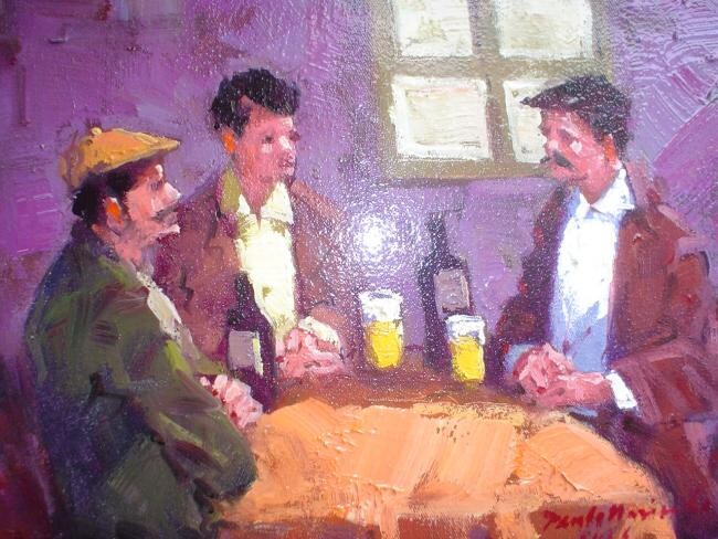 Pintura intitulada "Conversa de Bar" por Paulo Marinho, Obras de arte originais