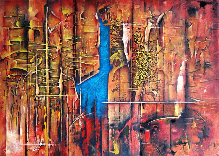 Malerei mit dem Titel "O Azul Visto Daqui" von Paulo Pinheiro, Original-Kunstwerk, Acryl