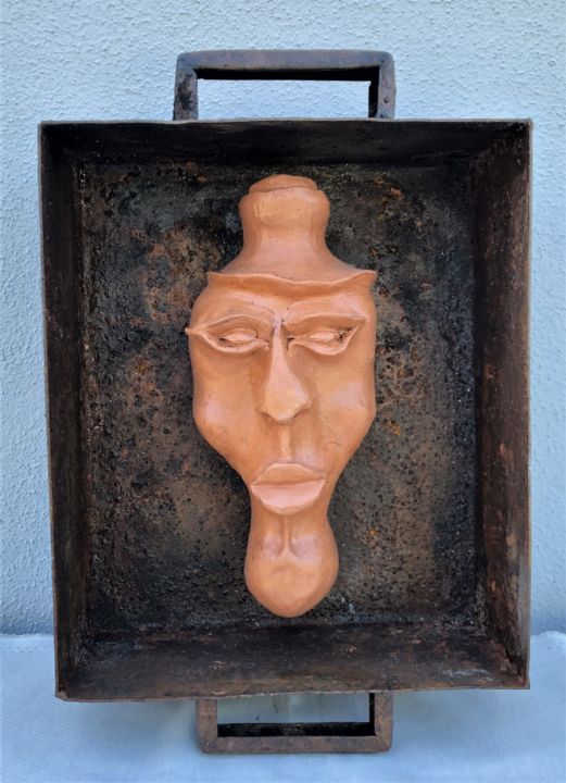 Escultura intitulada "Tribo3" por Paulo Barbosa, Obras de arte originais, Argila