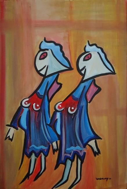 Painting titled "SISTER´S" by Paulo Fontinha, Original Artwork