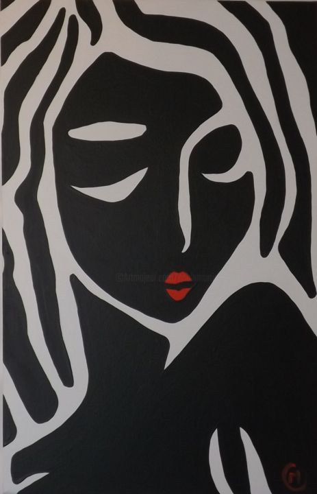 Pintura intitulada "Peinture de visages…" por Paulo Martin, Obras de arte originais, Acrílico