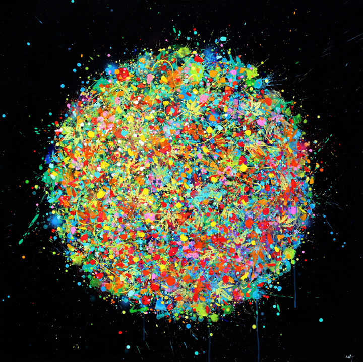 Peinture intitulée "Cosmic jungle" par Paul Picka, Œuvre d'art originale, Acrylique Monté sur Châssis