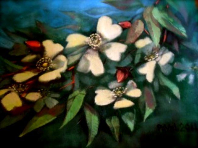 Painting titled "flowers 1" by Paulus Hoffman, Original Artwork, Oil