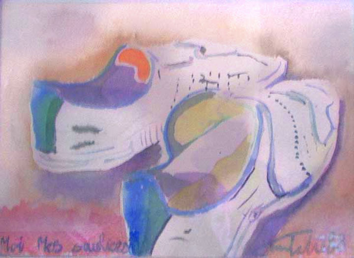 Peinture intitulée "moi-mes-souliers" par Paulyvalent (Paul Elie), Œuvre d'art originale