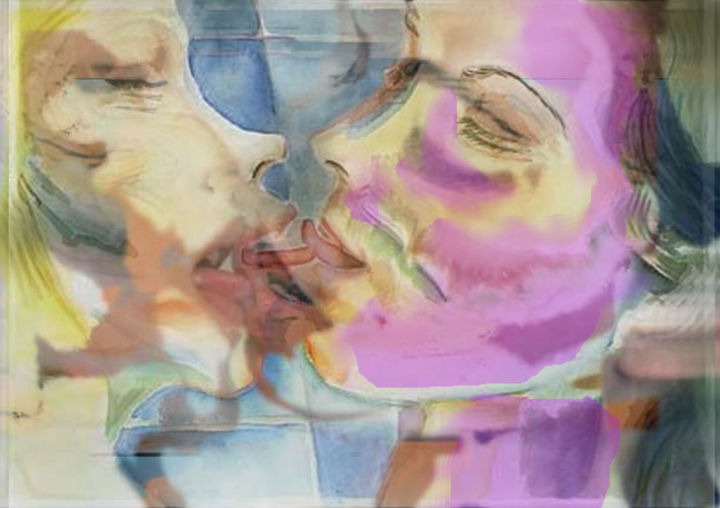 Peinture intitulée "baiser#2" par Paulyvalent (Paul Elie), Œuvre d'art originale
