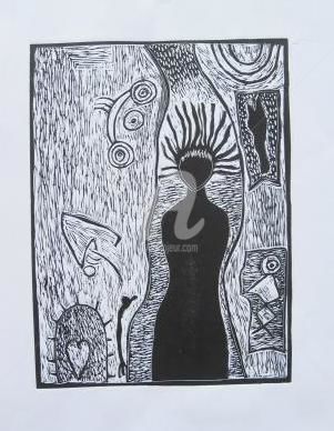 Printmaking titled "Limpia el cuerpo y…" by Pau Már, Original Artwork, Linocuts