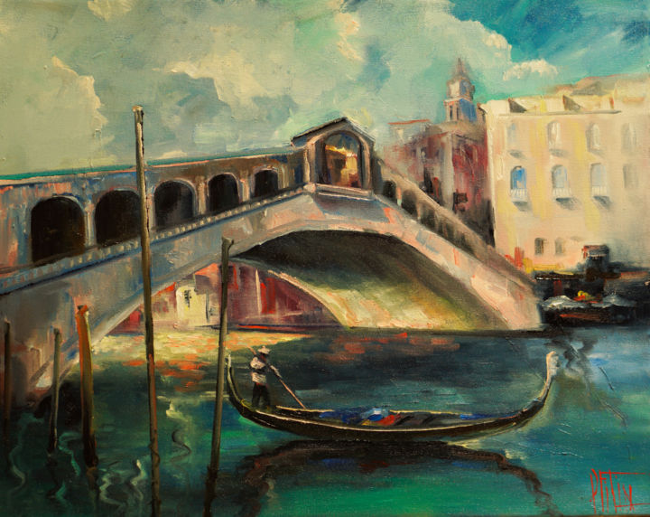 Painting titled "Ponte di Rialto" by Pavel Filin, Original Artwork, Oil