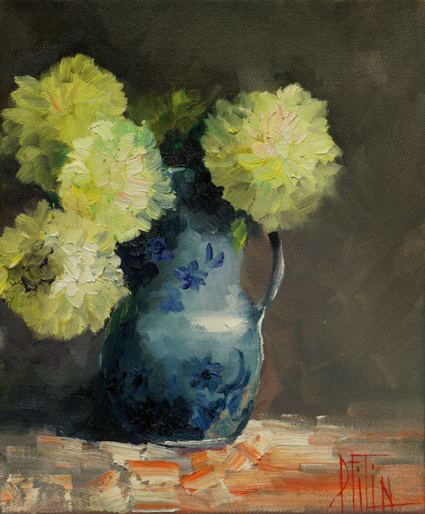 Картина под названием "blue vase" - Pavel Filin, Подлинное произведение искусства, Масло