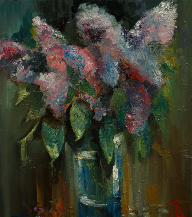 Картина под названием "lilac bush" - Pavel Filin, Подлинное произведение искусства, Масло