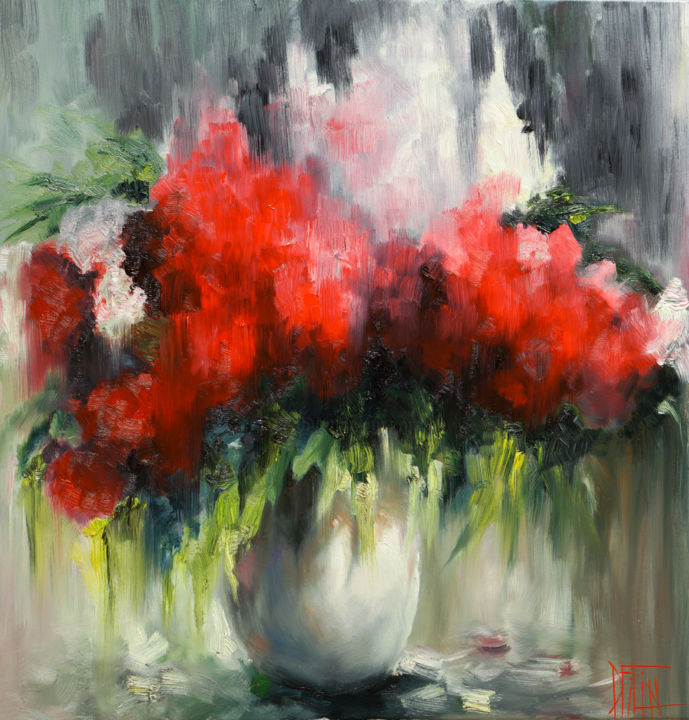Malerei mit dem Titel "dark rose" von Pavel Filin, Original-Kunstwerk, Öl