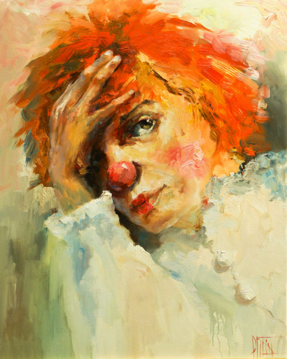 Картина под названием "redhead, cheerful" - Pavel Filin, Подлинное произведение искусства, Масло