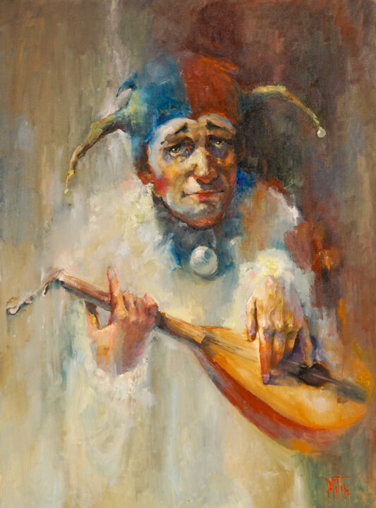 Malerei mit dem Titel "funny jester" von Pavel Filin, Original-Kunstwerk, Öl Auf Keilrahmen aus Holz montiert