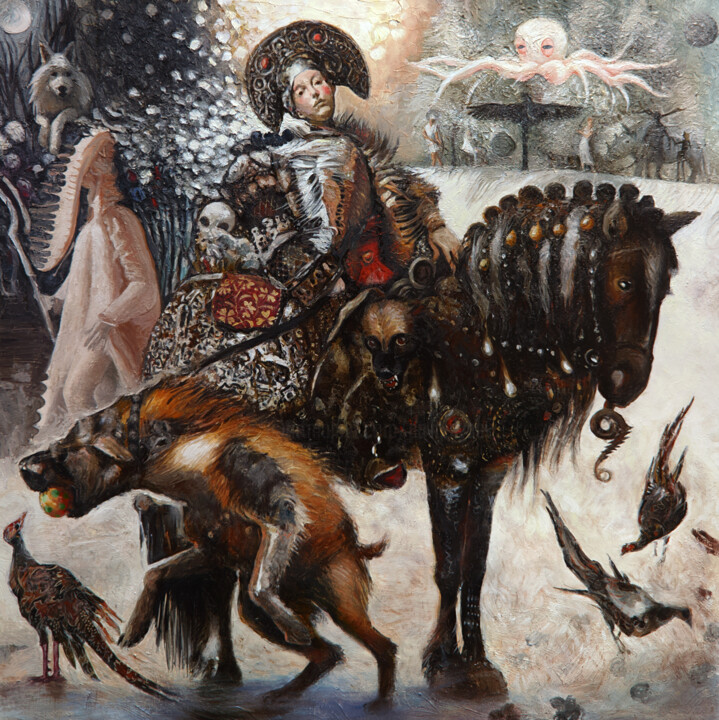 Pintura titulada "Oprichnaya princess" por Pavel Guliaev, Obra de arte original, Oleo Montado en Bastidor de camilla de made…