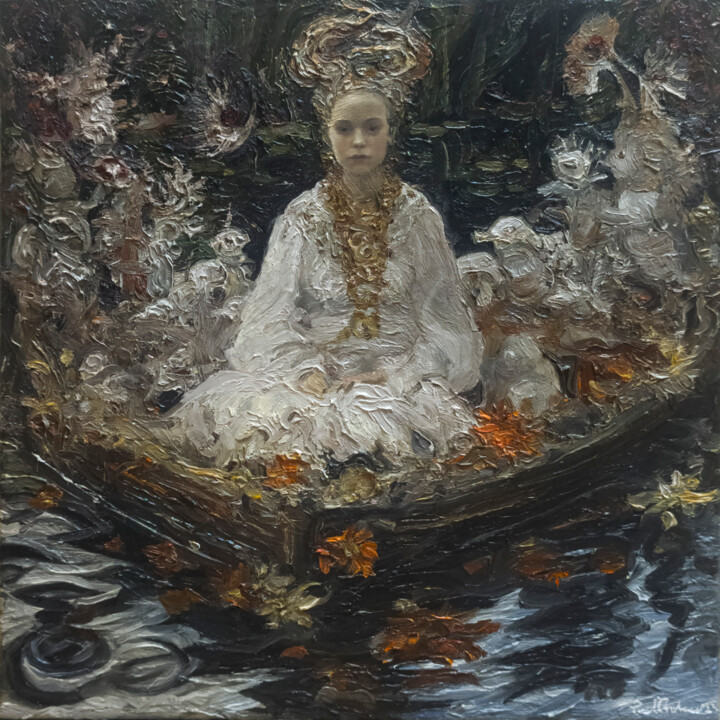 Картина под названием "River Spirits" - Pavel Guliaev, Подлинное произведение искусства, Масло Установлен на Деревянная рама…