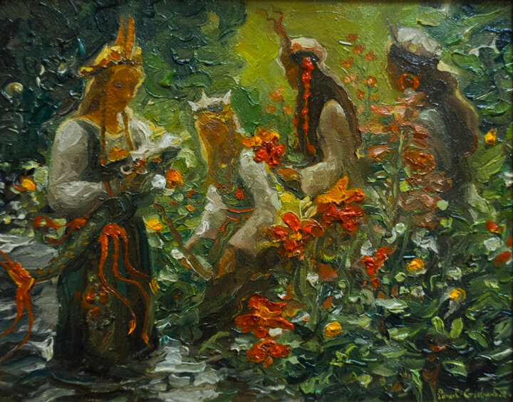 Peinture intitulée "Mystery" par Pavel Guliaev, Œuvre d'art originale, Huile Monté sur Carton