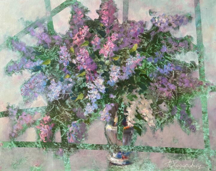 Painting titled "lilac" by Pavel Khadarovich, Original Artwork, Oil