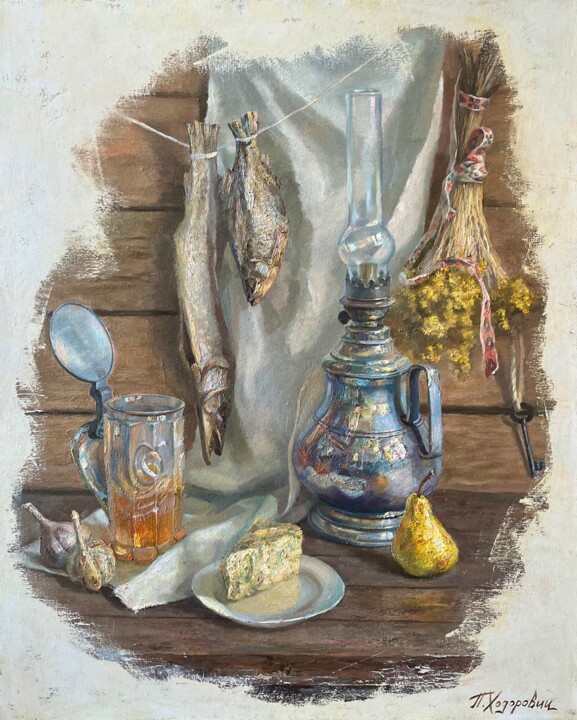 Картина под названием "In the attic" - Pavel Khadarovich, Подлинное произведение искусства, Масло