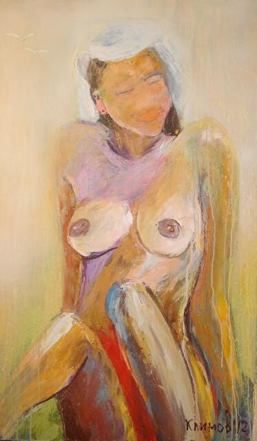 Pintura intitulada "beachgirl 2" por Pavel Klimov, Obras de arte originais, Óleo