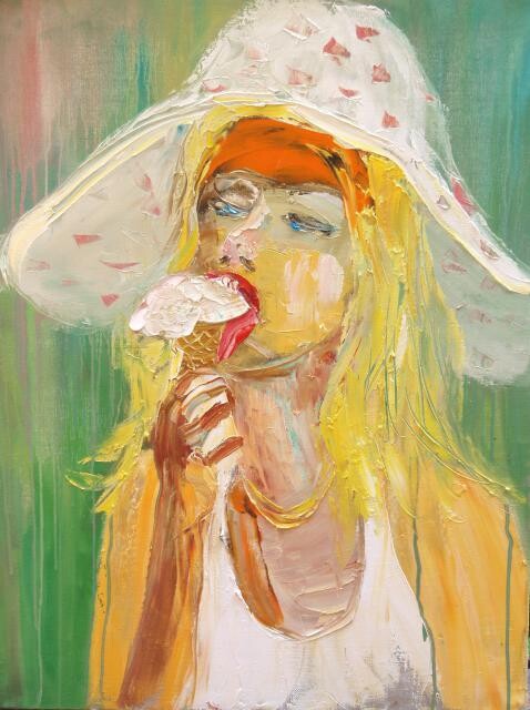 Ζωγραφική με τίτλο "ice cream" από Pavel Klimov, Αυθεντικά έργα τέχνης, Λάδι