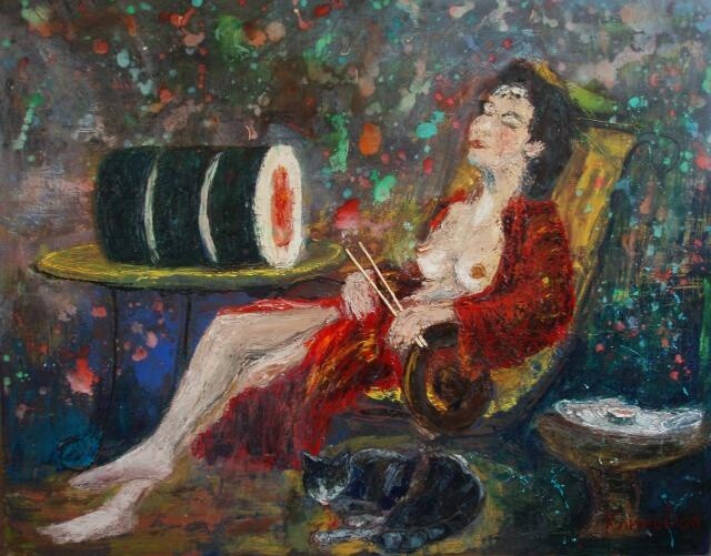 Malerei mit dem Titel "dreams of a big sus…" von Pavel Klimov, Original-Kunstwerk, Öl