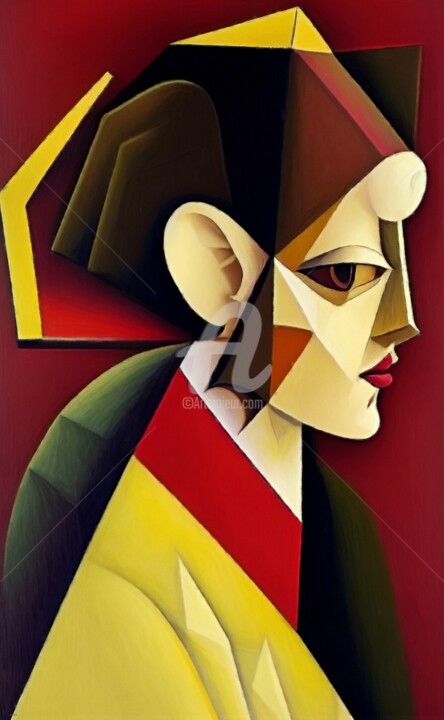 Schilderij getiteld "Cubism portrait exp…" door Pavel Kubelskyi, Origineel Kunstwerk, Acryl