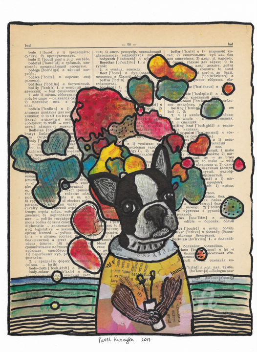 Collages titled "Small dog in a big…" by Pavel Kuragin, Original Artwork