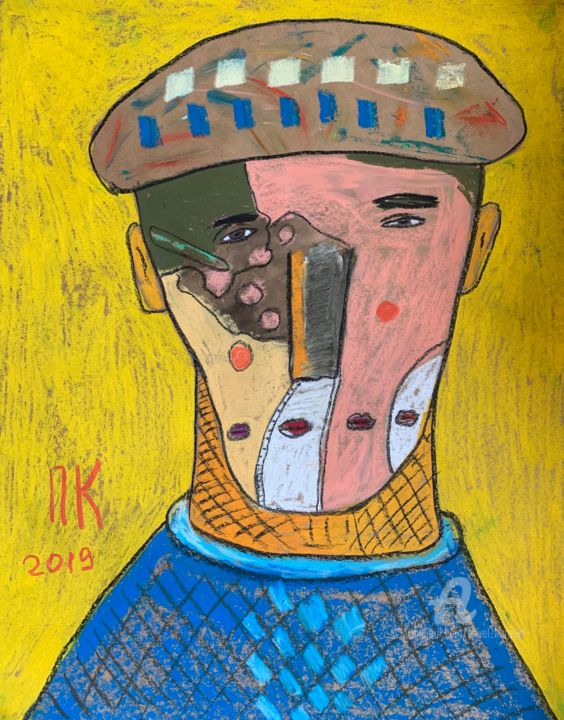 Painting titled "Factory worker" by Pavel Kuragin, Original Artwork, Pastel