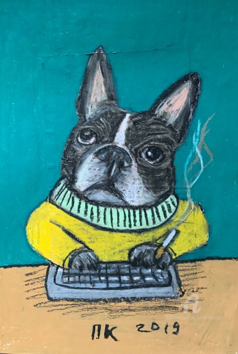 Dessin intitulée "IT dog" par Pavel Kuragin, Œuvre d'art originale, Pastel
