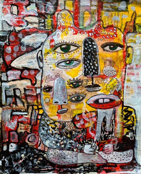 Картина под названием "They see your cavity" - Pavel Kuragin, Подлинное произведение искусства, Акрил