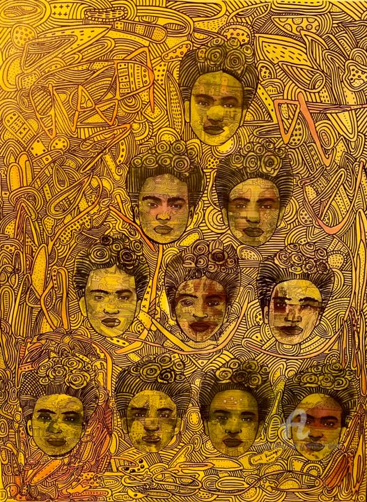 Painting titled "Frida Kahlo’s emoti…" by Pavel Kuragin, Original Artwork, Acrylic