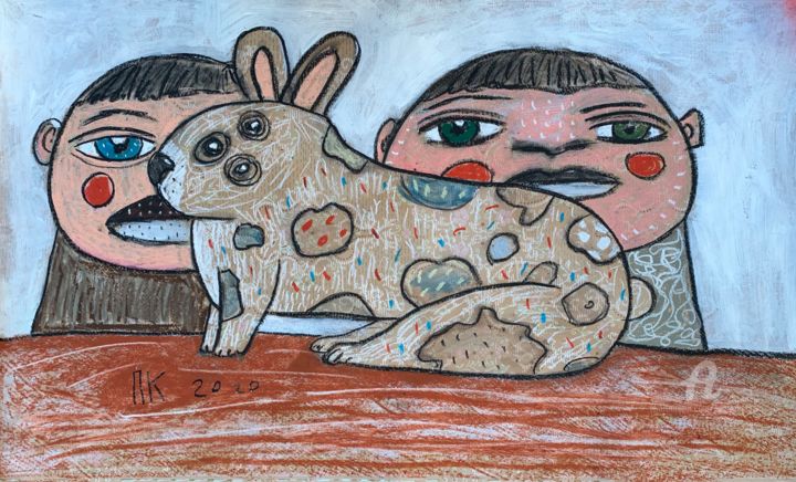 Painting titled "My favorite pet 9" by Pavel Kuragin, Original Artwork, Acrylic