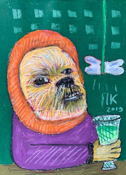 "Drinking dog #31" başlıklı Resim Pavel Kuragin tarafından, Orijinal sanat, Pastel