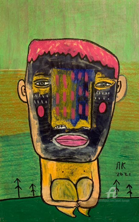Zeichnungen mit dem Titel "Unemployed boy" von Pavel Kuragin, Original-Kunstwerk, Pastell