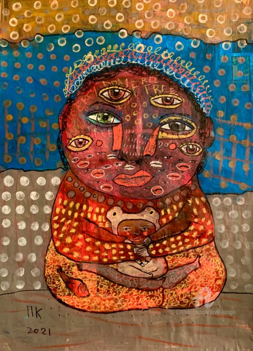 Malerei mit dem Titel "The Great Buddha an…" von Pavel Kuragin, Original-Kunstwerk, Acryl