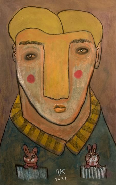 Malerei mit dem Titel "Hidden pet #17" von Pavel Kuragin, Original-Kunstwerk, Pastell