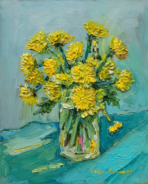 Painting titled "dandelions are a sy…" by Pavel Levites, Original Artwork, Oil