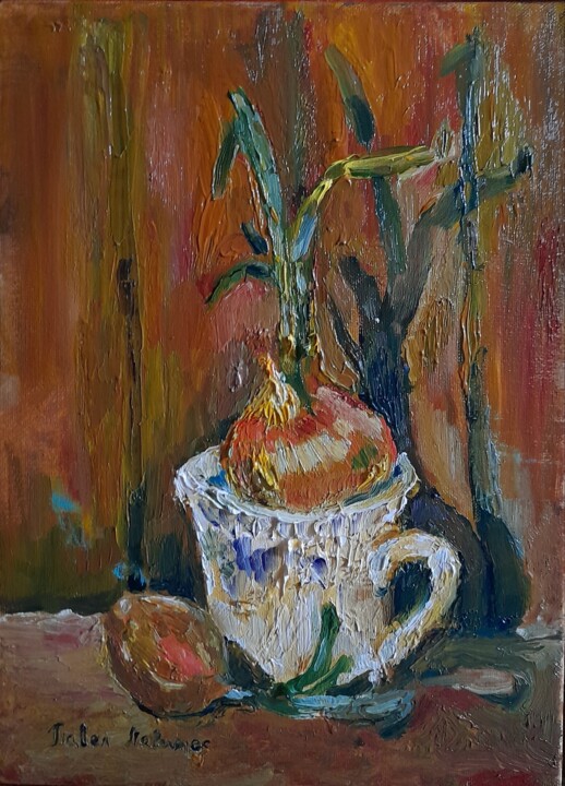 Painting titled "Still life with bul…" by Pavel Levites, Original Artwork, Oil