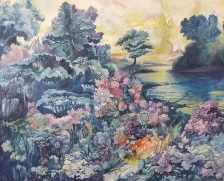 Картина под названием "Фантастический пейз…" - Павел Никитин, Подлинное произведение искусства, Акрил