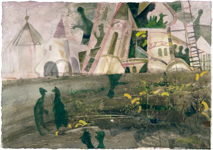 Картина под названием "Старая Ладога" - Павел Обух, Подлинное произведение искусства, Акварель