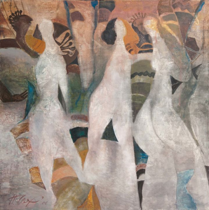 Peinture intitulée "СУД ПАРИСА" par Павел Обух, Œuvre d'art originale, Acrylique