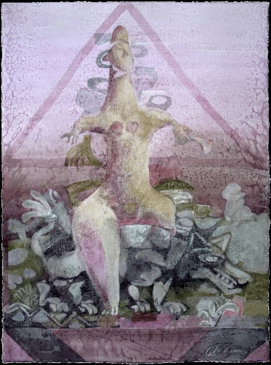 Картина под названием "Царевна на волке" - Павел Обух, Подлинное произведение искусства