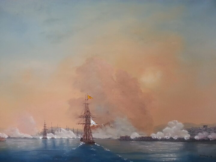 Schilderij getiteld "Based l. Aivazovsky" door Pavel Papou, Origineel Kunstwerk, Olie