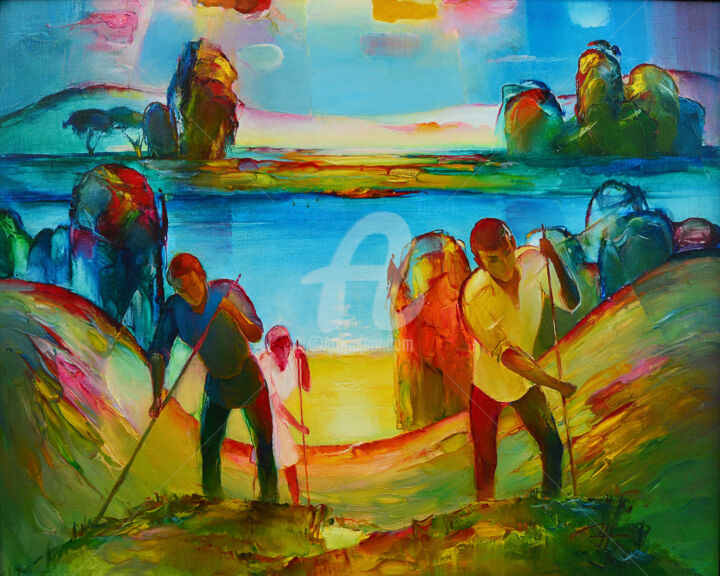 Картина под названием "На склоне." - Павел Шамыкаев, Подлинное произведение искусства, Масло