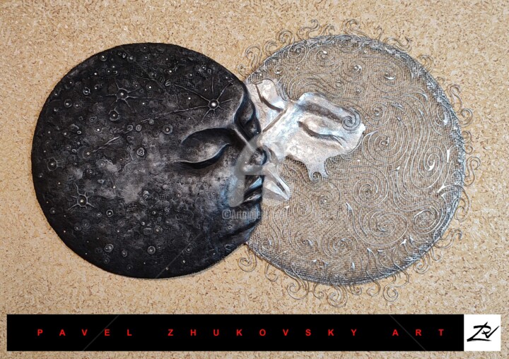 ""Затмение"" başlıklı Heykel Павел Жуковский tarafından, Orijinal sanat, Tel Metal üzerine monte edilmiş